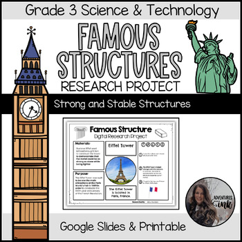 Preview of Famous Structures Digital Research Project - Grade 3 Structures and Stability