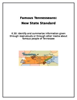 Preview of Famous Tennesseans Project: new state social studies standards