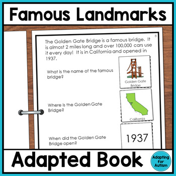 Preview of Famous US Landmarks Adaptive Book for Special Education