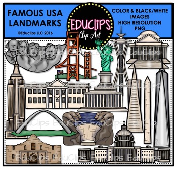 Preview of Famous USA Landmarks Clip Art Bundle {Educlips Clipart}