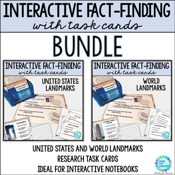 Preview of Famous United States & World Landmarks Research Task Card Lessons