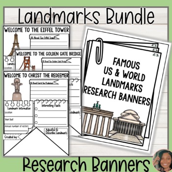 Preview of Research Banners Bundle | Research Project | US and World Landmarks