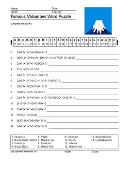 famous volcanoes word search and vocabulary word worksheet printables