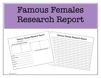 Preview of Famous Females Research Report