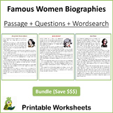 Famous Women Biographies Reading Comprehension Bundle