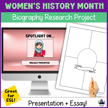 Preview of Famous Women Biography Research Project | Women's History for 6th, 7th, 8th