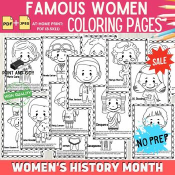 Preview of Famous Women Coloring Pages & Posters for Women's History Month