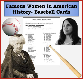 Preview of Famous Women in American History Project- Research project for US history