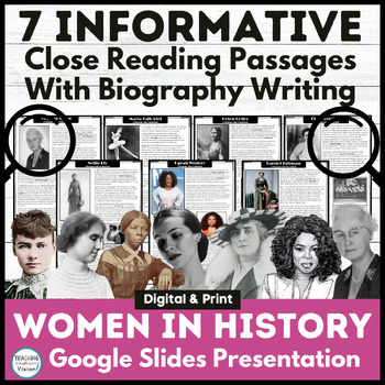 Preview of Women in History Month Reading Passages Writing Biographies 3rd 4th 5th Gr