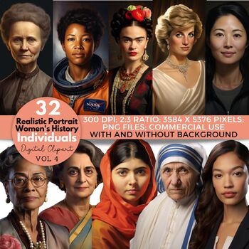 Preview of Famous Women in History Art for Womens History Month Bulletin Board & Activities