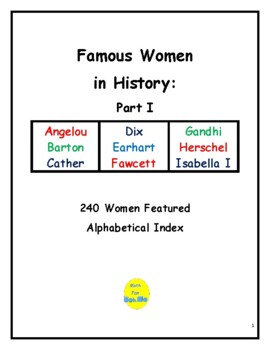 Preview of Famous Women in History Part I