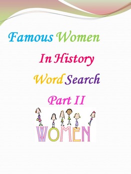 Preview of Famous Women in History Word Search Part II