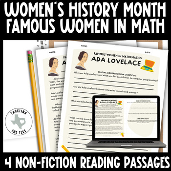 Preview of Womens History Month: Famous Women in Math Reading Passages with Writing Prompts