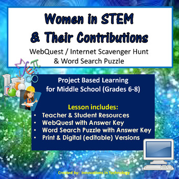 Preview of Famous Women in STEM WebQuest & Word Search Puzzle | Distance Learning