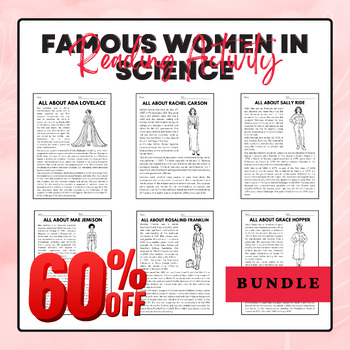 Preview of Famous Women in Science Reading Activity Pack Bundle | Women's History Month Act