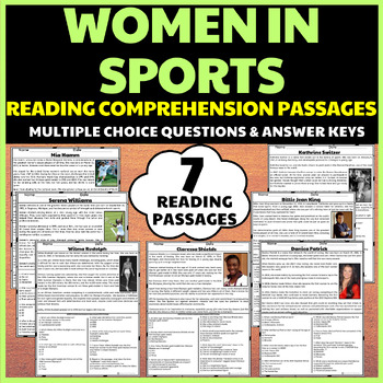 Preview of Famous Women in Sports Reading Comprehension Passages|Women History Month