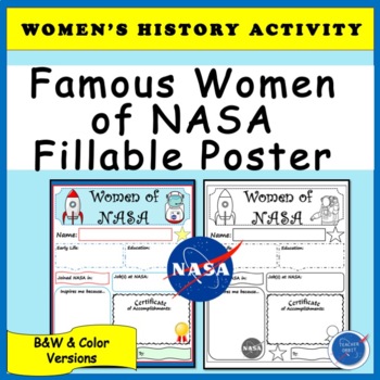 Preview of Famous Women of NASA Research - Writing Fillable Poster - Women's History Month