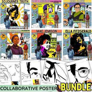 Preview of Famous Women's History & Black History Month Collaborative Poster Craft BUNDLE