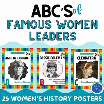 Preview of Famous Women's History Leaders Posters | ABC'S  | Bulletin Board Classroom Decor