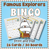 Famous World Explorers BINGO & Memory Matching Card Game Activity