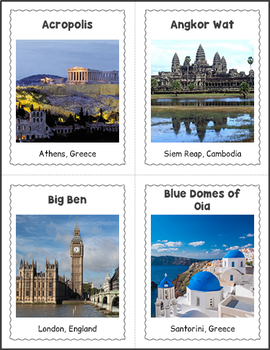 famous world landmarks bingo printable geography memory game tpt