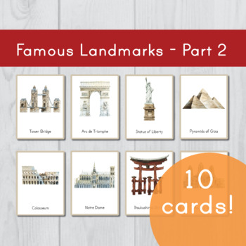 Preview of Famous World Landmarks (Part 2) • Montessori Three Part Cards • Flash Cards