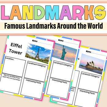 Preview of Famous World Landmarks Research Project Posters| Sub Activities Graphic Organize