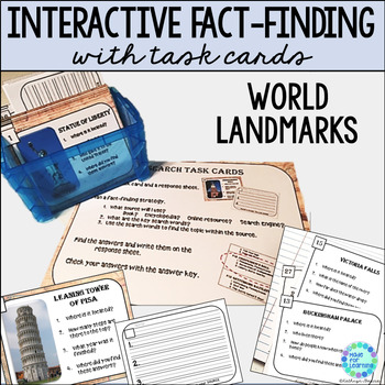 Preview of Famous World Landmarks - Task Cards Research Lesson
