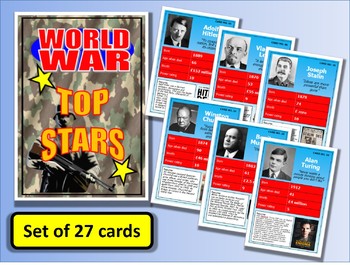 Preview of Famous World War 1 & 2 People Top Stars Card Game set of 27 PUB History Lessons
