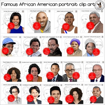 Preview of African American portrait clip art BUNDLE famous and historical black figures