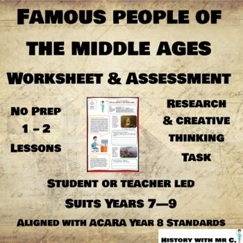 Preview of Famous People in the Middle Ages Worksheet - Middle Ages - Medieval Europe