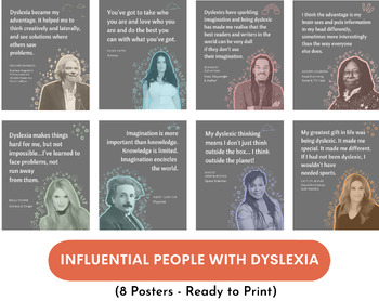 Famous influential people with Dyslexia posters, dyslexia awareness ...