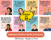 Famous people with Dyslexia, set of 20 posters, dyslexia a