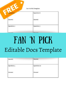 Preview of Fan 'N Pick Editable Template FREEBIE | Cooperative Learning