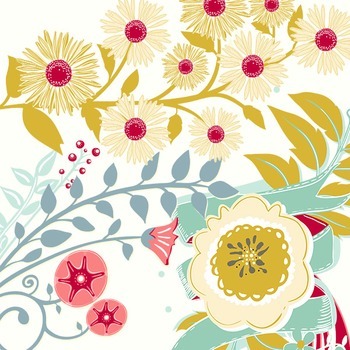 Floral Clusters ClipArt, Retro Flowers, Vintage Colors by CarrieStephensArt