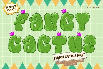 Preview of Fancy Cactus Bubble font letters for teachers Color font