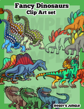 Preview of Fancy Dinosaurs Clip Art Set