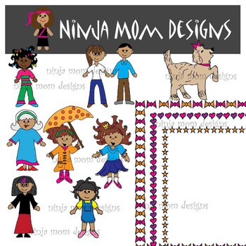Fancy Girl Clip Art in Color and Black Line by Ninja Mom Designs