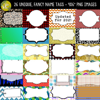 Preview of EDITABLE Fancy Name Tags, Locker Tags, Labels, Blank Flash Cards - 26 Designs