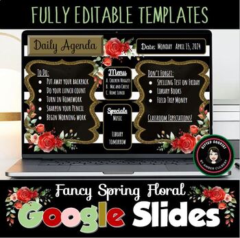 Preview of Fancy Spring Floral Daily Agenda Slides | Editable Google Slides Templates