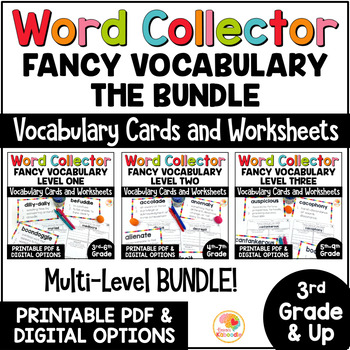Preview of Vocabulary Activities: Word Collector Vocabulary Cards and Worksheets