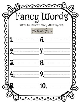 Preview of Fancy Words: Spelling Practice Activity Sheet / Worksheet Printable