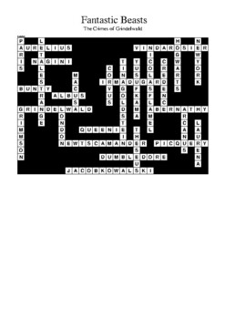Fantastic Beasts: The Crimes of Grindelwald (Movie) Crossword Puzzle by
