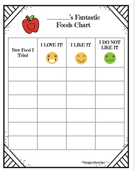 Preview of Fantastic Foods Chart for Promoting Trying New Foods