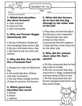 Fantastic Mr Fox Novel Study & Literature Circle Sheets