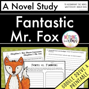 Preview of Fantastic Mr. Fox Novel Study Unit - Comprehension | Activities | Tests