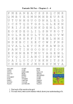 Fantastic Mr Fox Word Search Chapters 1 4 By M Walsh