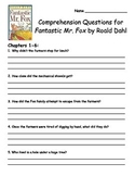 Fantastic Mr. Fox by Roald Dahl Comprehension Packet
