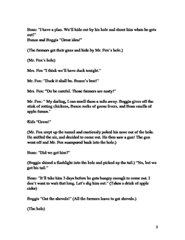 Preview of Fantastic Mr. Fox play script