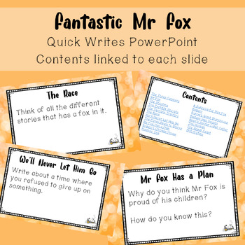 Preview of Fantastic Mr Fox Quick Writes - PowerPoint